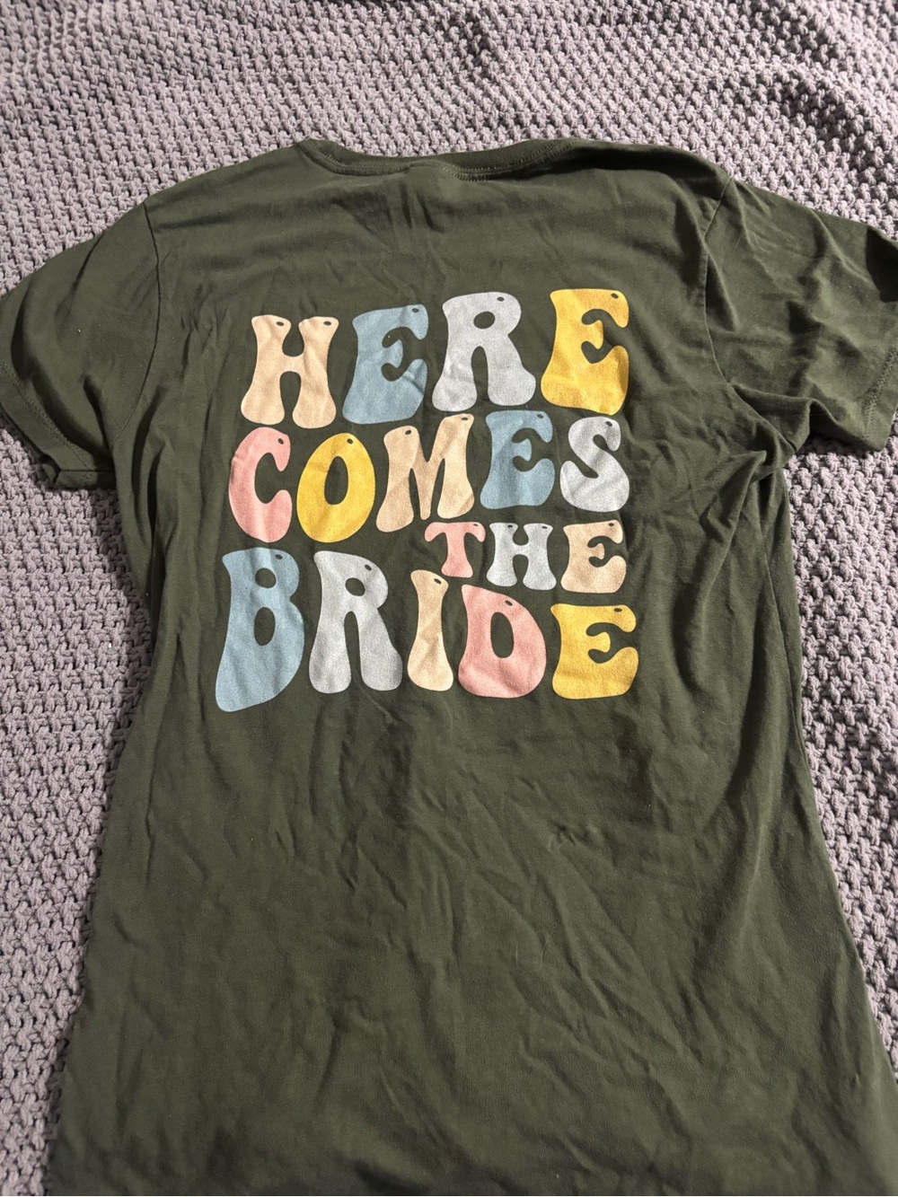 Here Comes The Bride Graphic Tee - Olive Green